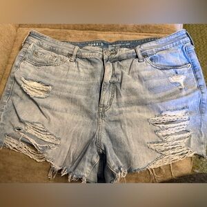 Torrid Faded Blue Ripped Jean Shorts